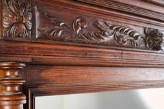 19th Century French Renaissance Revival Carved Walnut Mirror, Grand Scale