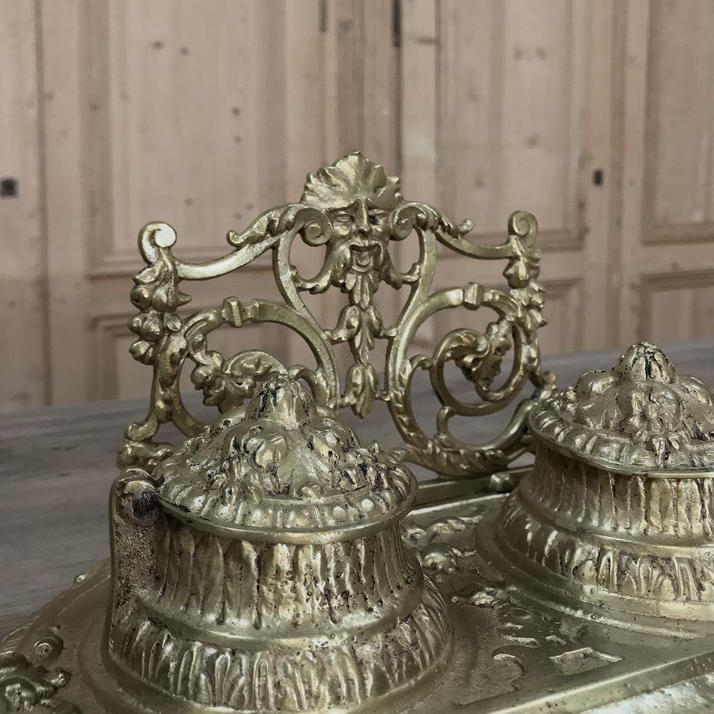 19th Century French Renaissance Revival Cast Bronze Inkwell In Good Condition In Dallas, TX