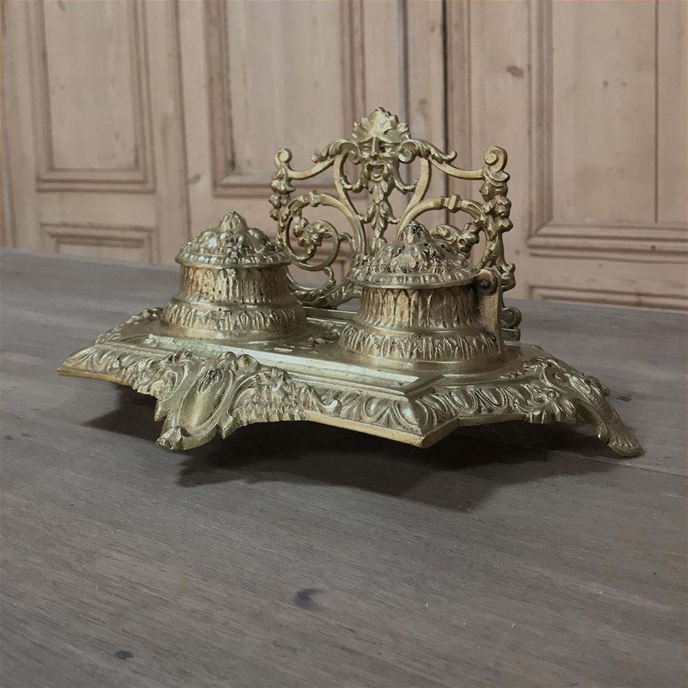 19th Century French Renaissance Revival Cast Bronze Inkwell 2