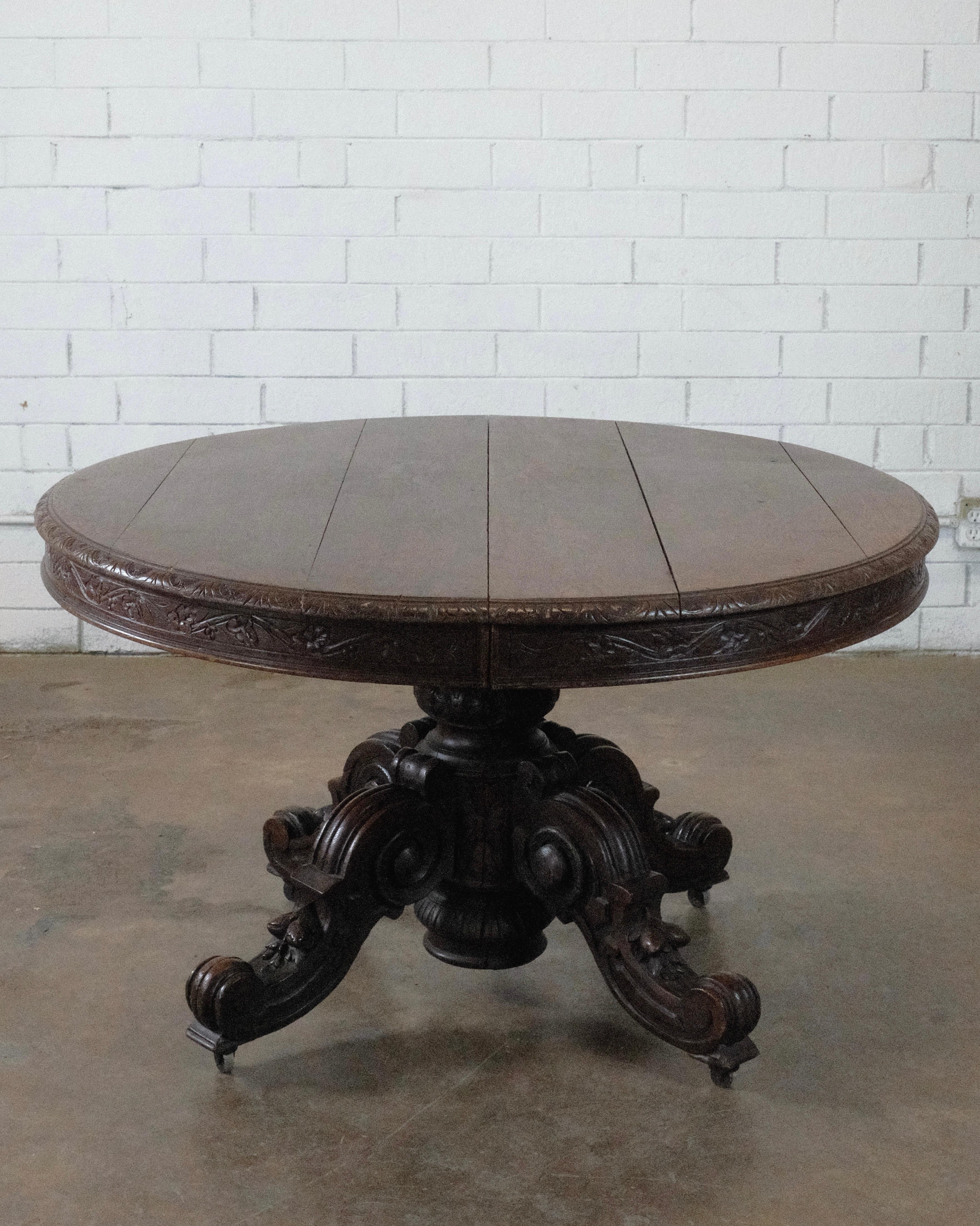 
Transport your dining space to a bygone era with our 19th Century French Renaissance Revival Dining Table, a stunning testament to the opulence and artistry of its time. Crafted with meticulous attention to detail, this table showcases the grandeur