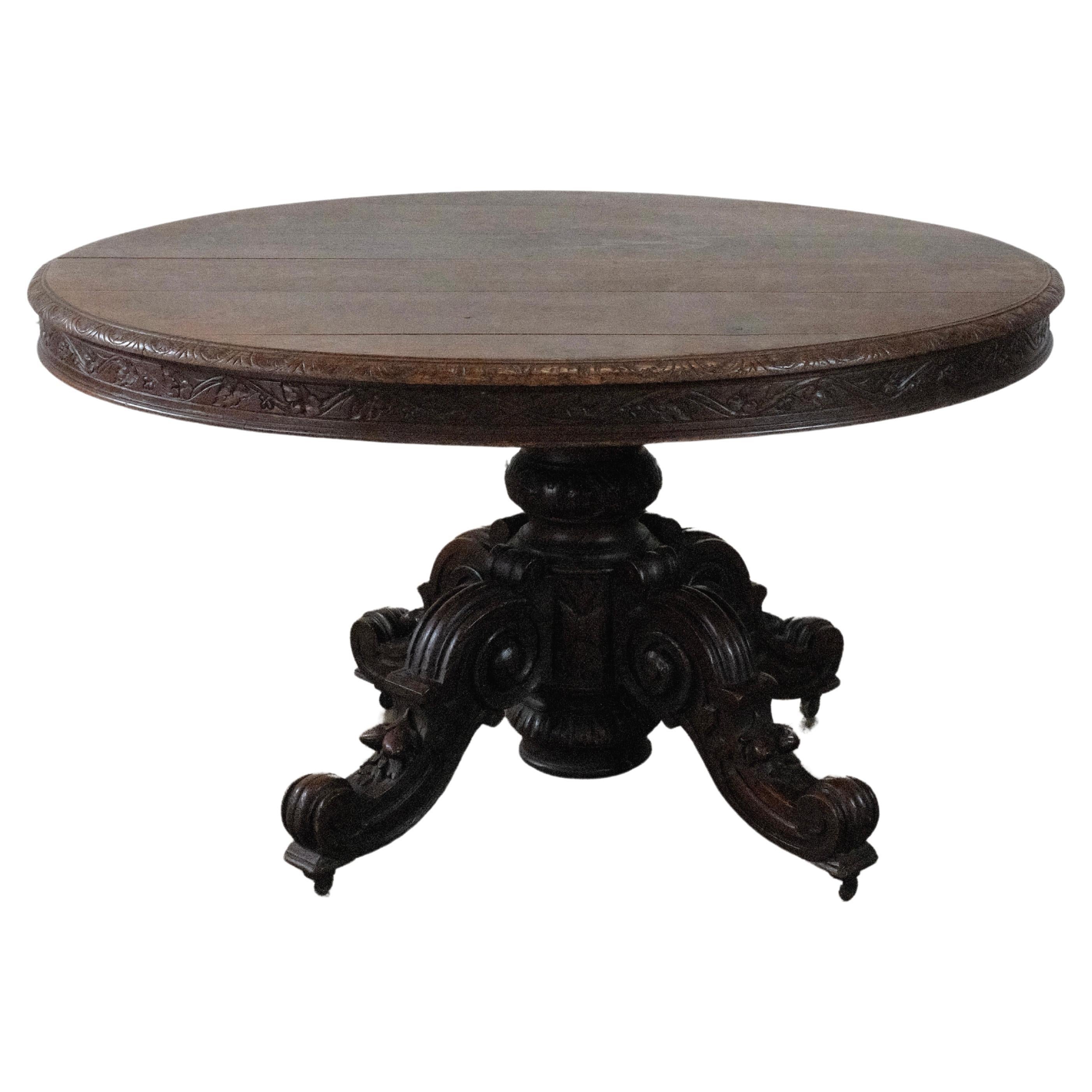19th Century French Renaissance Revival Center Dining Table  For Sale