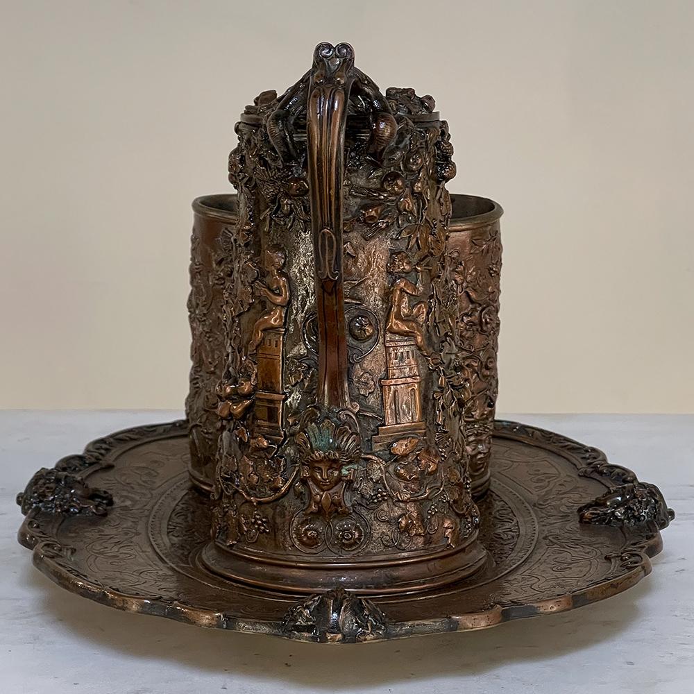 19th Century French Renaissance Revival Ceremonial Goblets, Pitcher, Platter In Good Condition For Sale In Dallas, TX