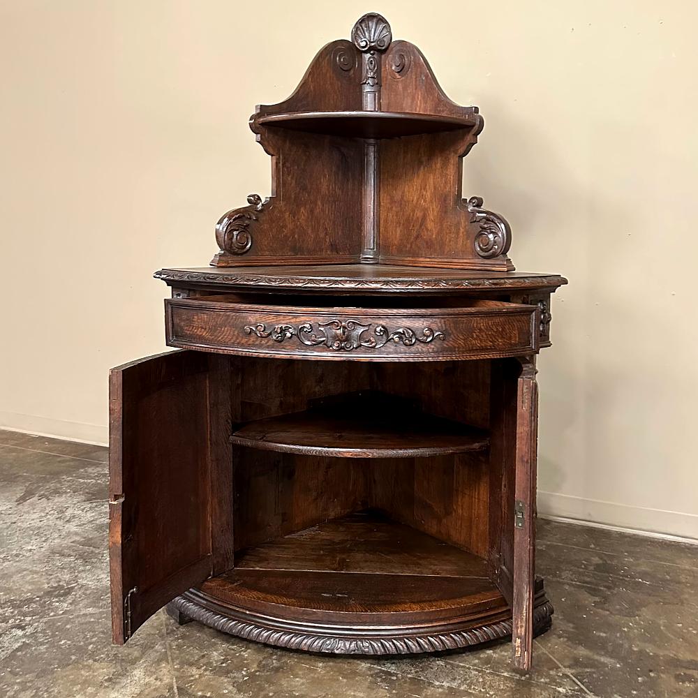 19th Century French Renaissance Revival Corner Cabinet ~ Confiturier For Sale 10