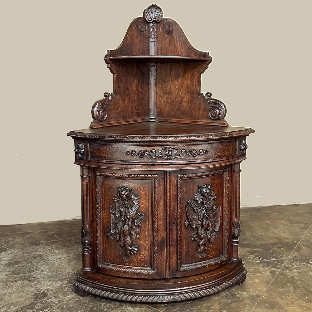 Néo-Renaissance Cabinet d'angle French Renaissance Revive du 19ème siècle ~ Confiturier en vente