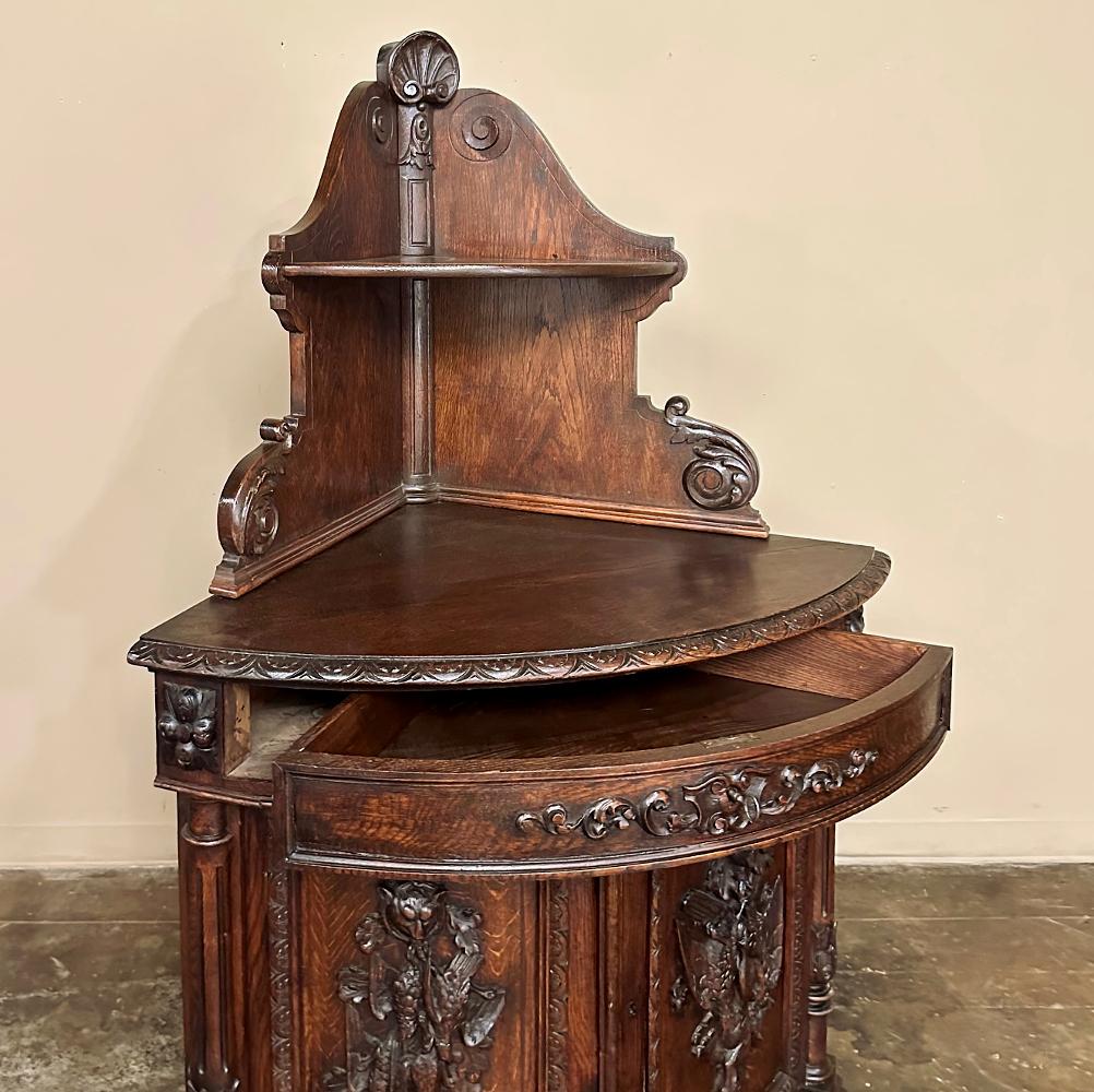 19th Century French Renaissance Revival Corner Cabinet ~ Confiturier For Sale 3
