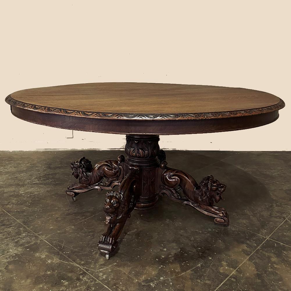 Hand-Carved 19th Century French Renaissance Revival Dining Table ~ Center Table For Sale