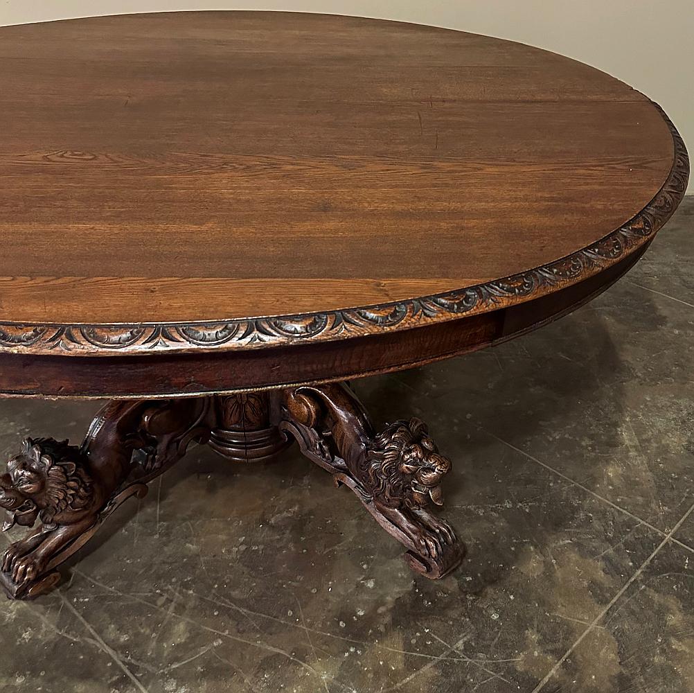 Oak 19th Century French Renaissance Revival Dining Table ~ Center Table For Sale