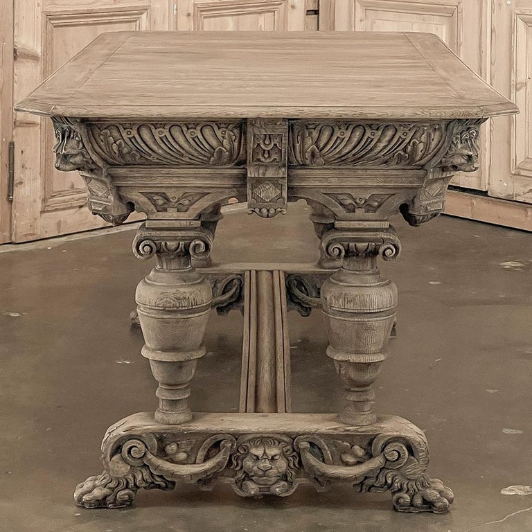 19th Century French Renaissance Revival Double-Faced Desk in Stripped ...