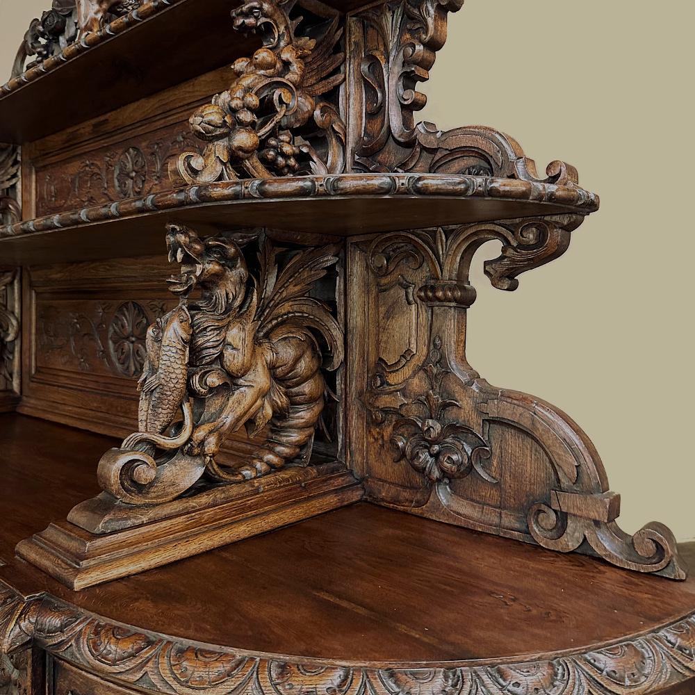 19th Century French Renaissance Revival Grand Hunt Buffet ~ Vaisselier For Sale 6