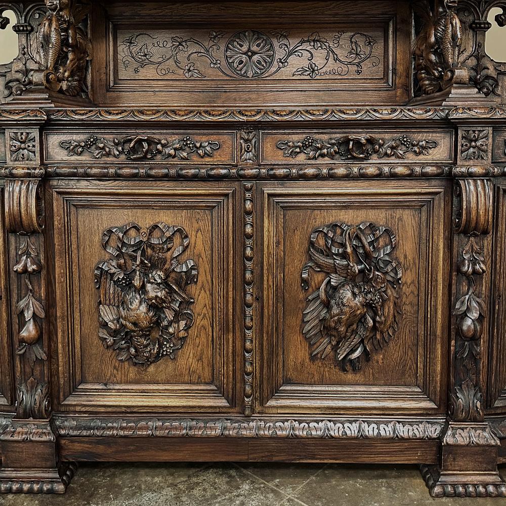 19th Century French Renaissance Revival Grand Hunt Buffet ~ Vaisselier For Sale 12