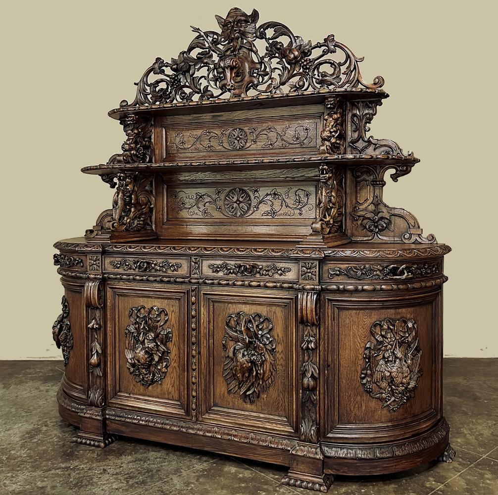Oak 19th Century French Renaissance Revival Grand Hunt Buffet ~ Vaisselier For Sale
