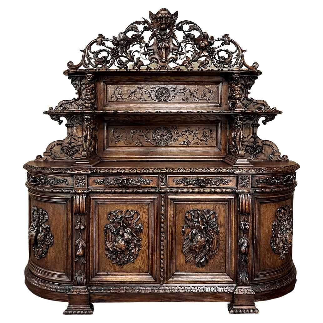 19th Century French Renaissance Revival Grand Hunt Buffet ~ Vaisselier For Sale