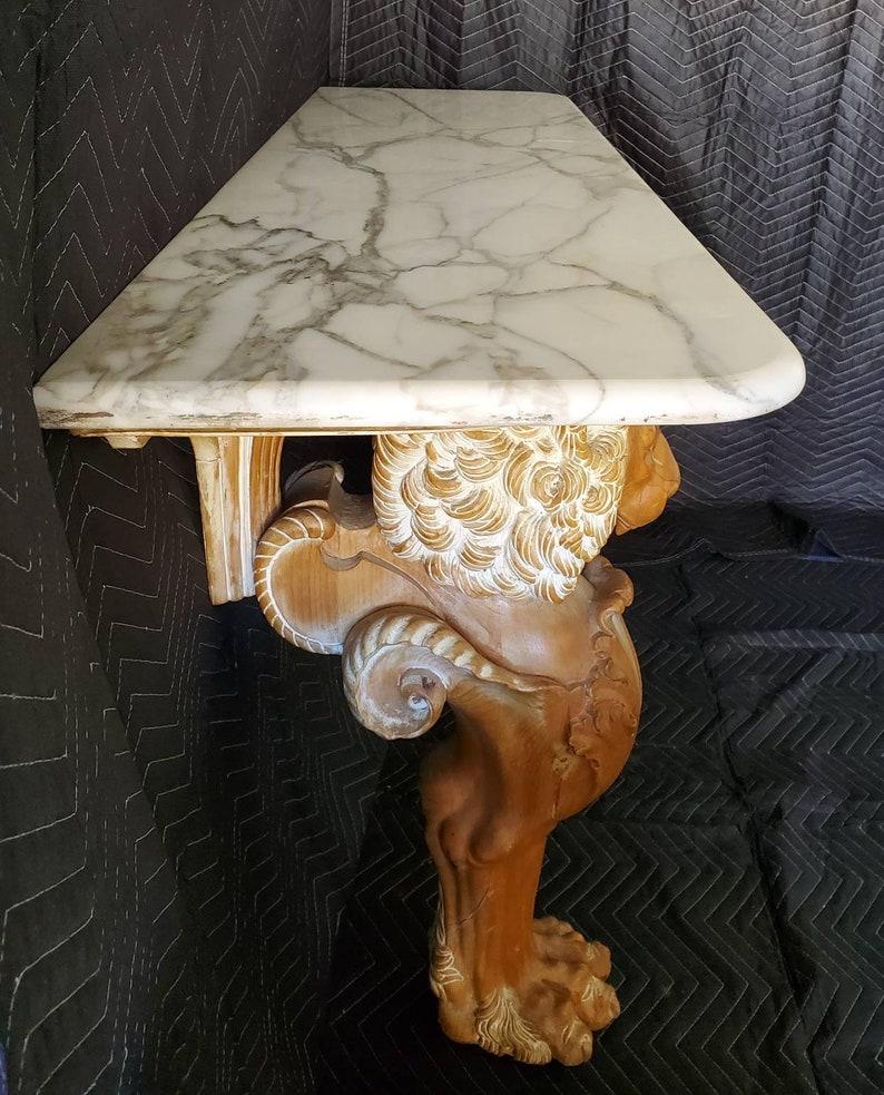 19th Century French Renaissance Revival Marble-Top Lion Console Table In Good Condition In Forney, TX