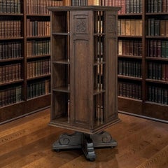 19th Century French Renaissance Revival Oak Revolving Bookcase