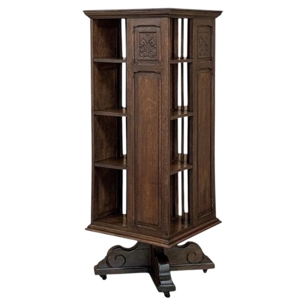 19th Century French Renaissance Revival Oak Revolving Bookcase
