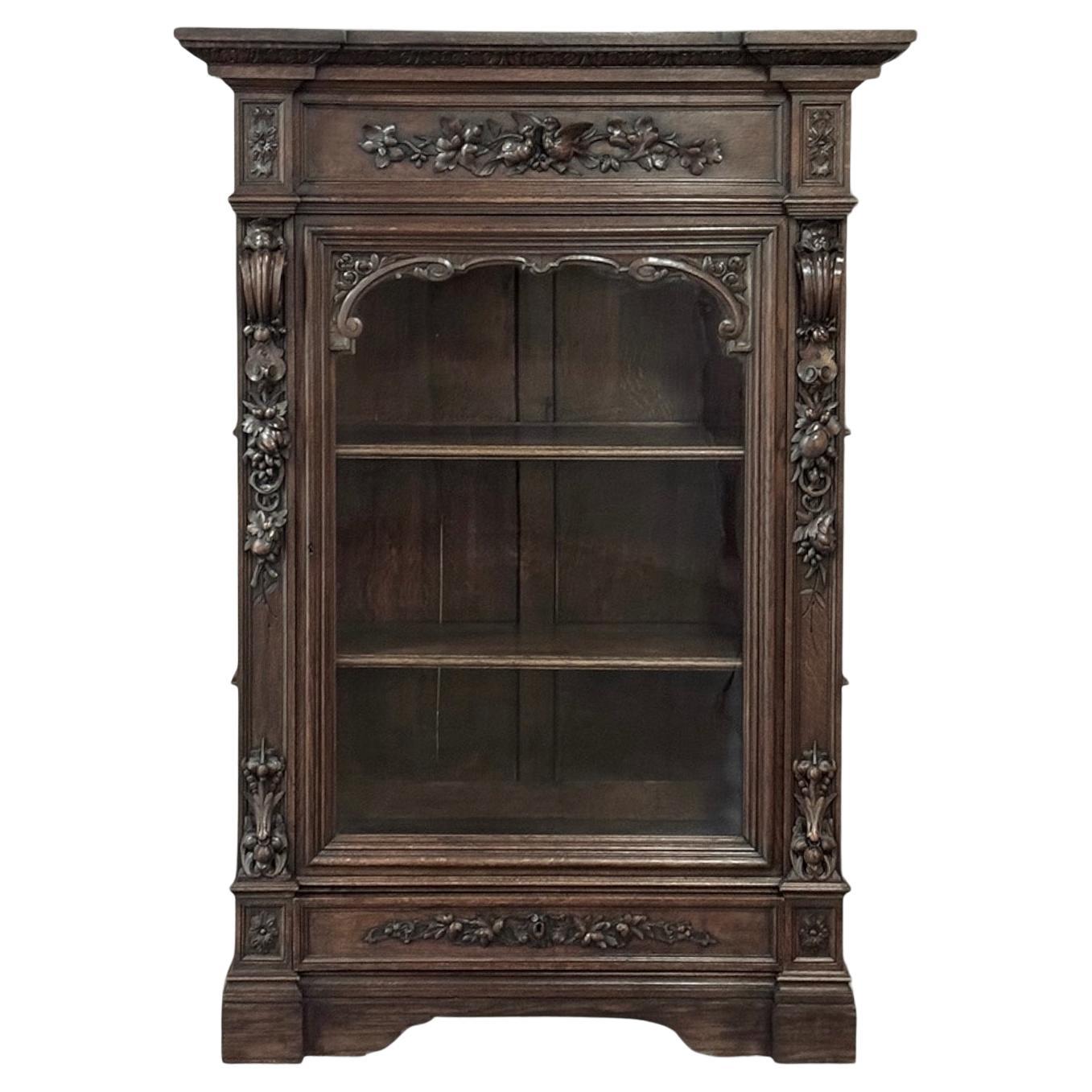 19th Century French Renaissance Revival Oak Vitrine ~ Bookcase