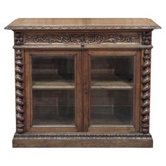 19th Century French Renaissance Revival Oak Vitrine ~ Credenza