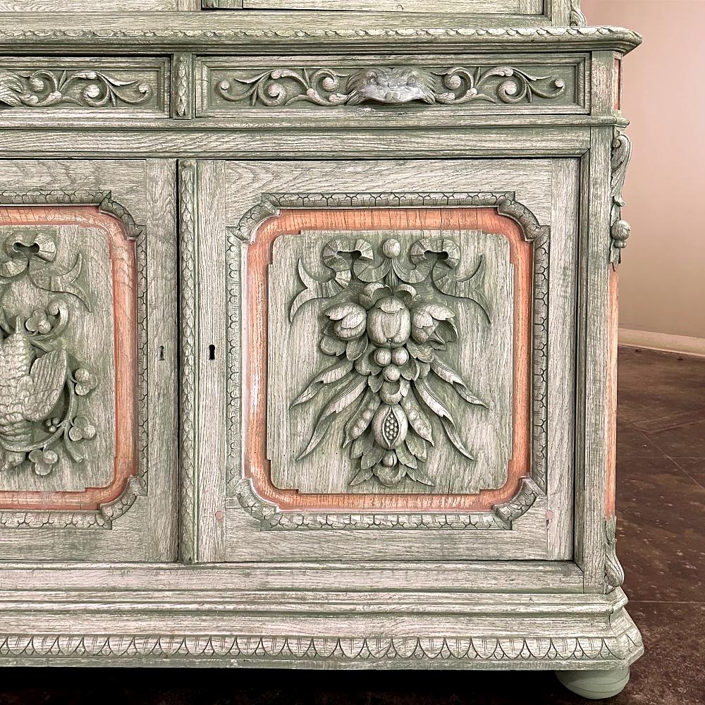 19th Century French Renaissance Revival Painted Hunt Bookcase 10