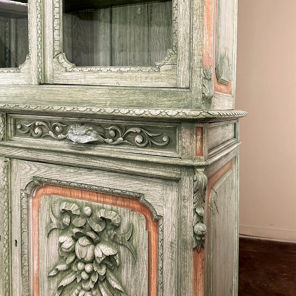 19th Century French Renaissance Revival Painted Hunt Bookcase 11