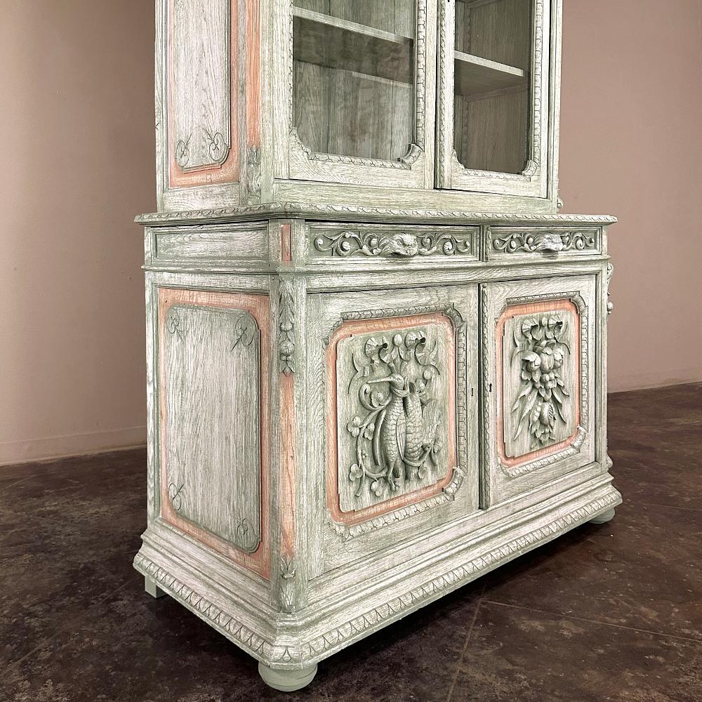 19th Century French Renaissance Revival Painted Hunt Bookcase 14