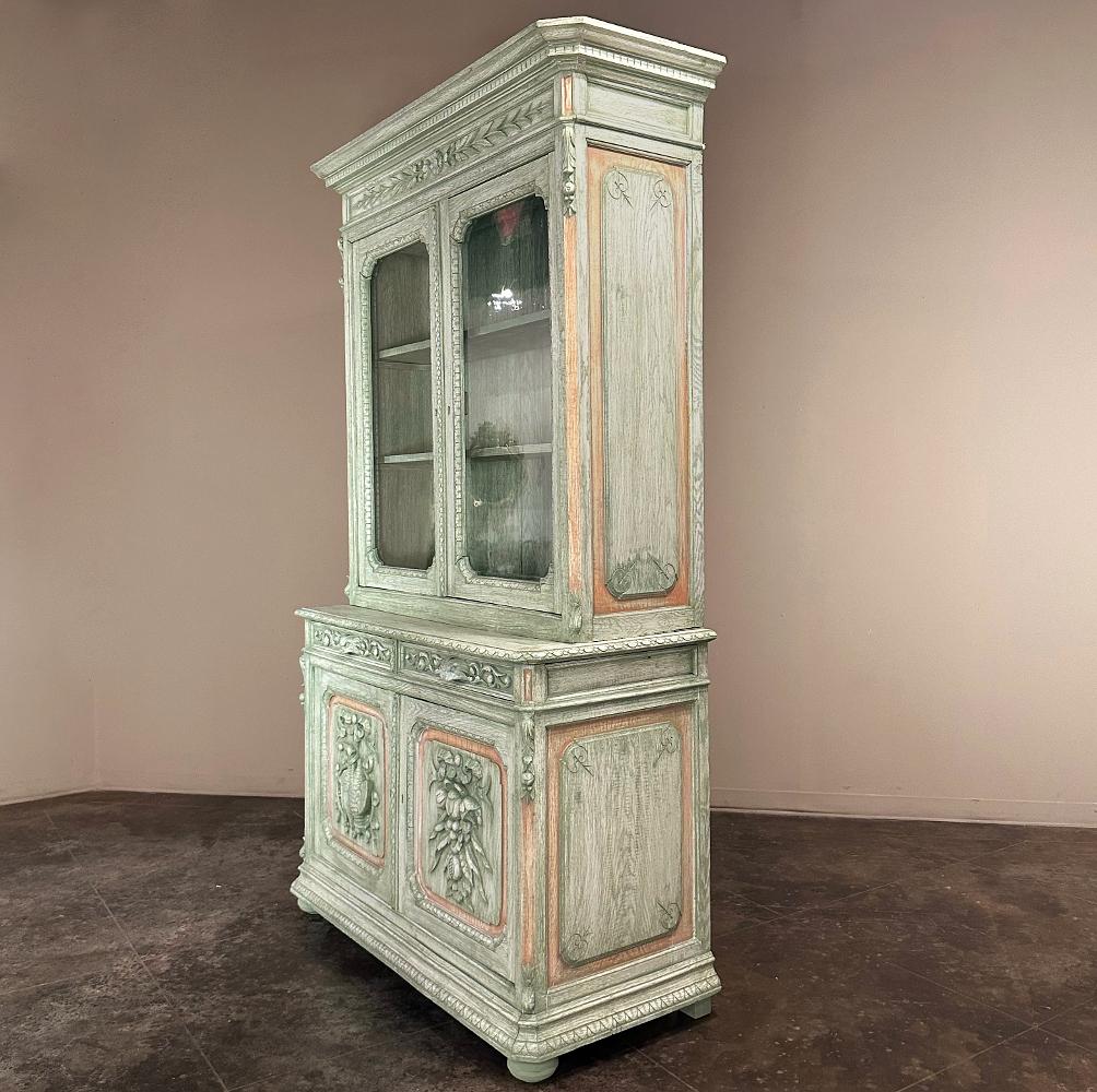 19th Century French Renaissance Revival Painted Hunt Bookcase 1