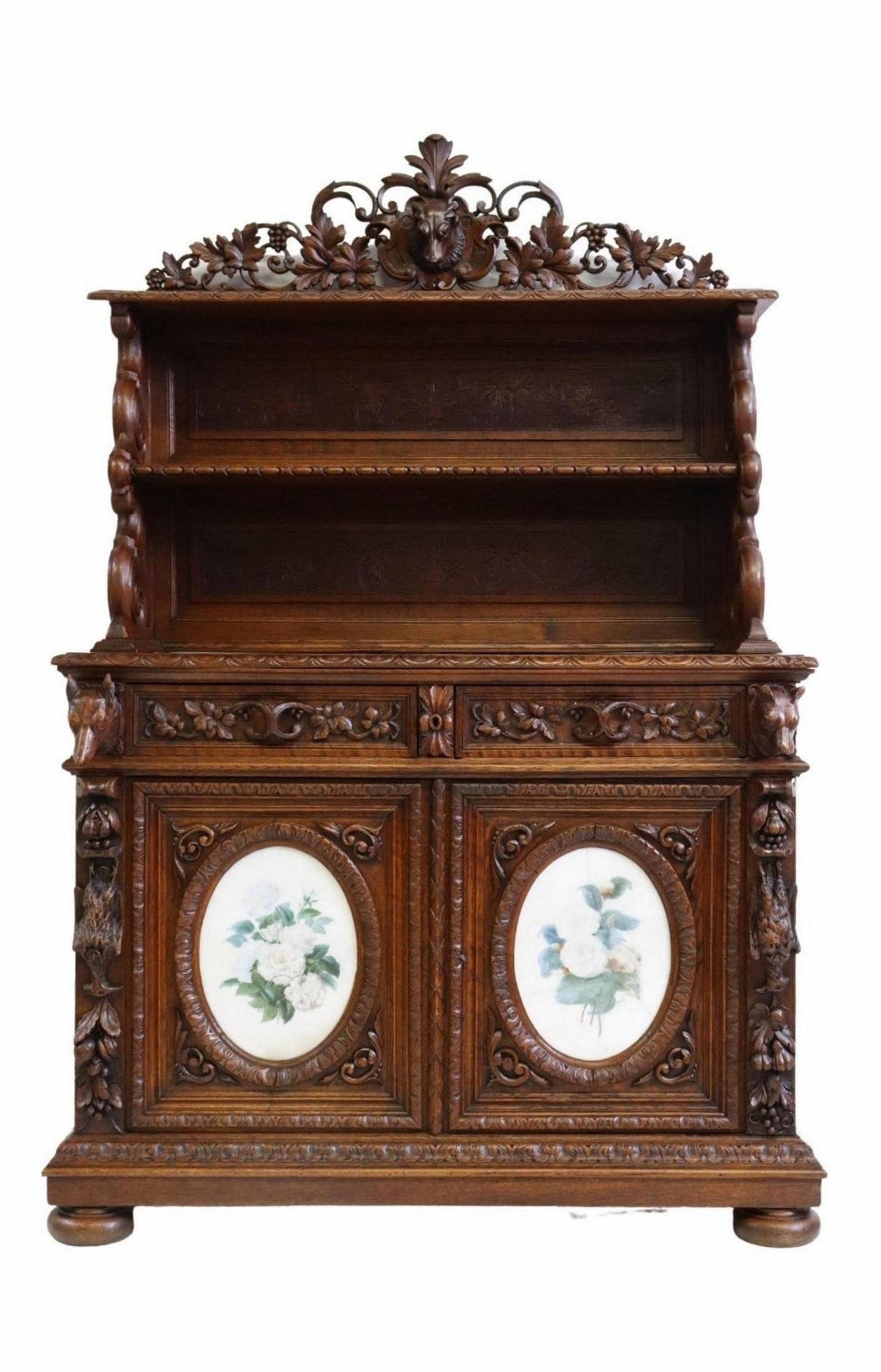 19th Century French Renaissance Revival Signed Hunt Cabinet For Sale 2