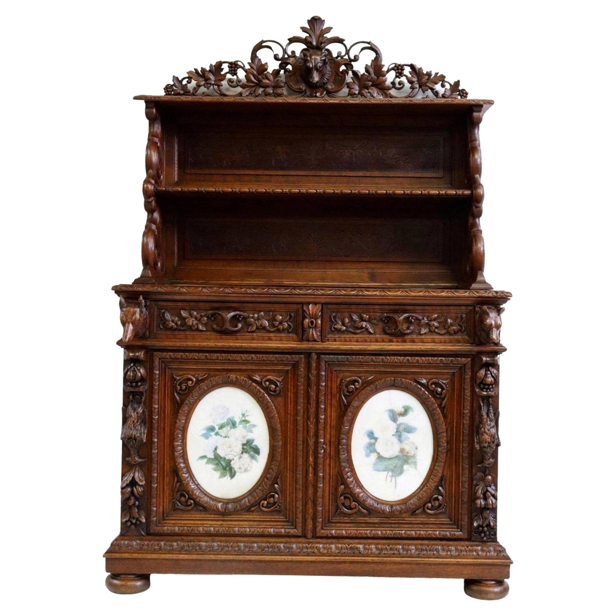 19th Century French Renaissance Revival Signed Hunt Cabinet