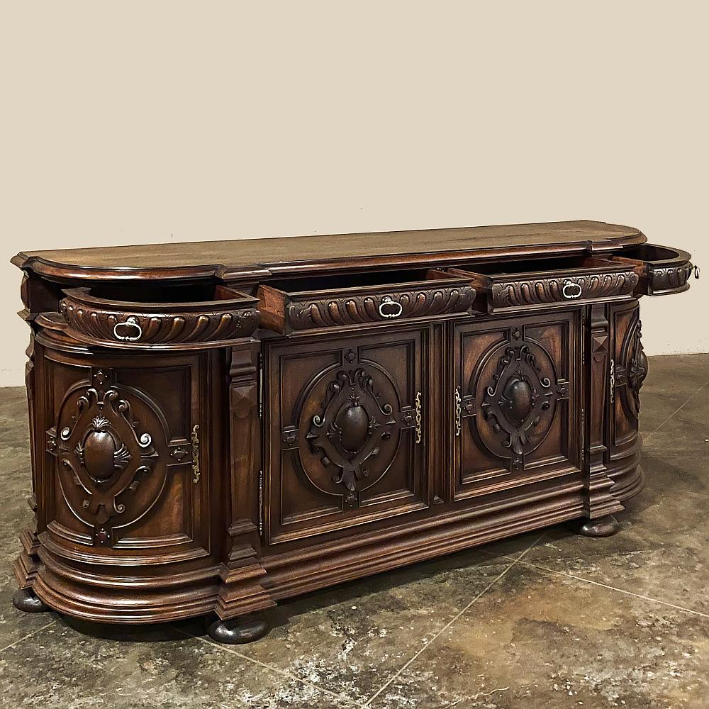 Hand-Carved 19th Century French Renaissance Revival Walnut Buffet For Sale