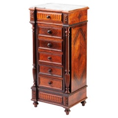 Antique 19th-Century French Renaissance Revival Walnut Cabinet with Marble Top