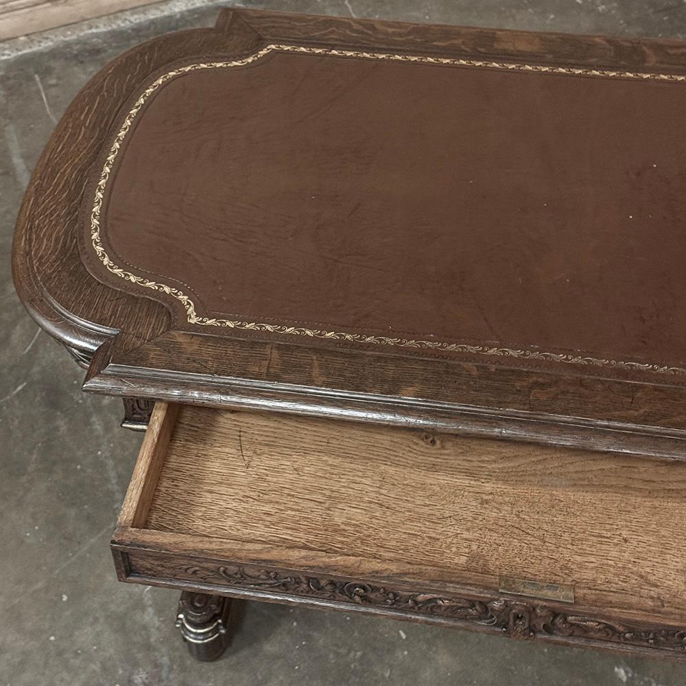 19. Jahrhundert Französisch Renaissance skulpturale Leder oben Schreibtisch ~ Schreibtisch im Angebot 11