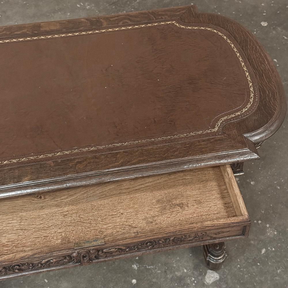 19. Jahrhundert Französisch Renaissance skulpturale Leder oben Schreibtisch ~ Schreibtisch im Angebot 12