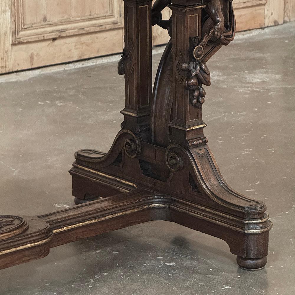 19. Jahrhundert Französisch Renaissance skulpturale Leder oben Schreibtisch ~ Schreibtisch im Angebot 2