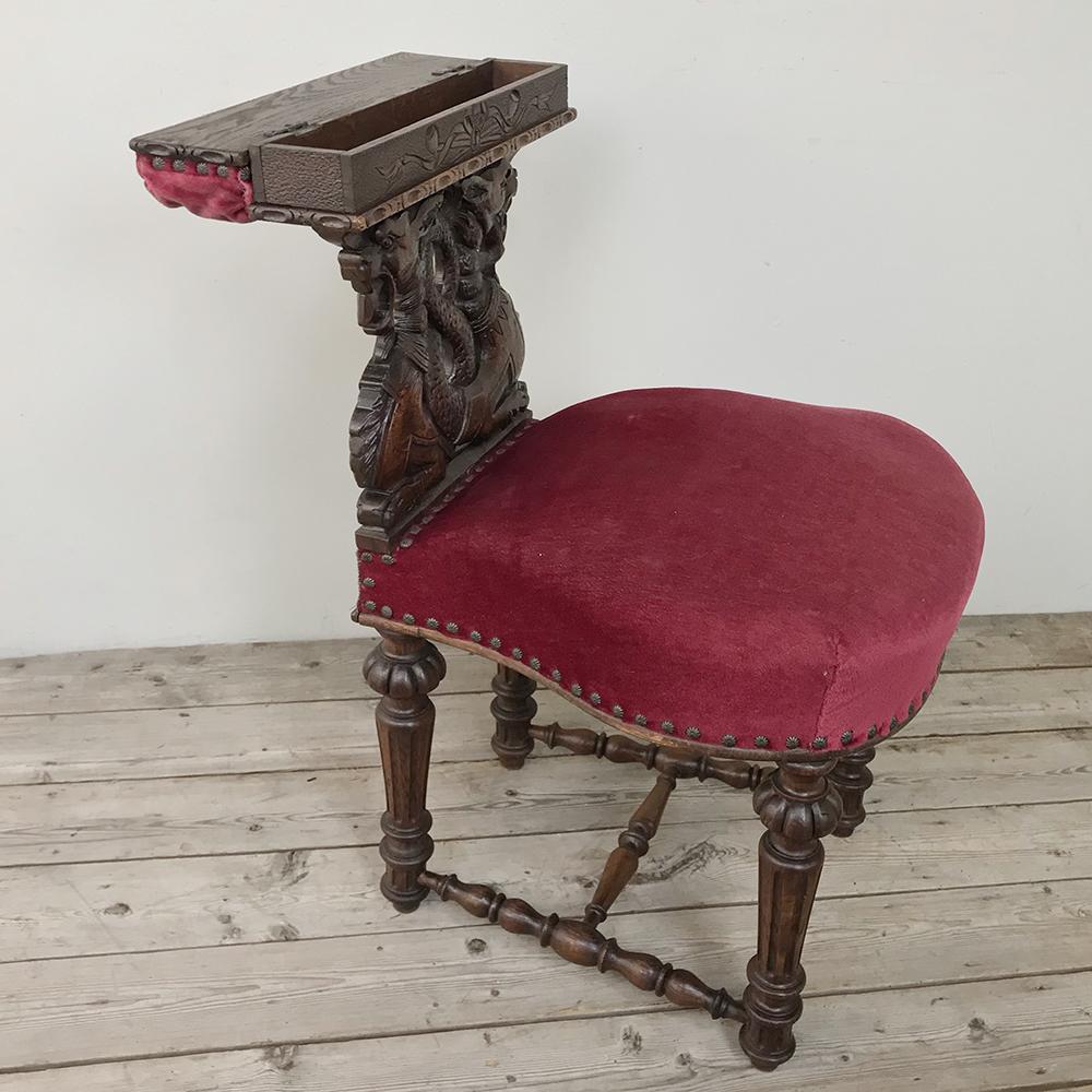 Hand-Carved 19th Century French Renaissance Smoking Chair