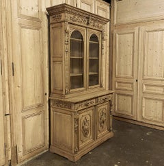 19th Century French Renaissance Stripped Hunt Bookcase
