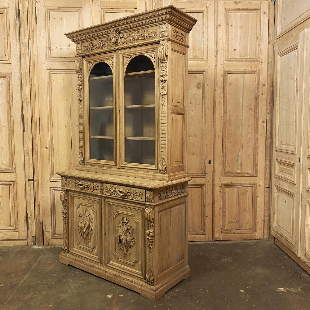 Renaissance Revival 19th Century French Renaissance Stripped Hunt Bookcase