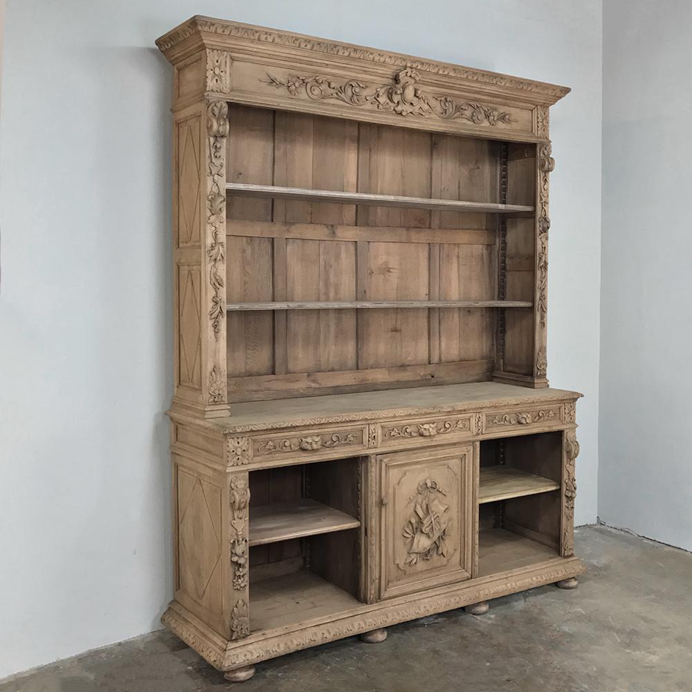 Renaissance Revival 19th Century French Renaissance Stripped Oak Bookcase