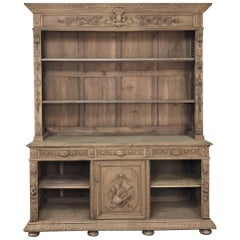 19th Century French Renaissance Stripped Oak Bookcase