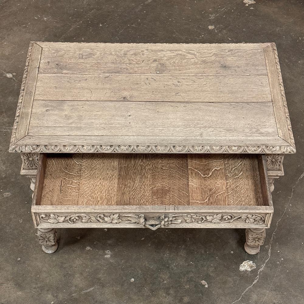 19th Century French Renaissance Stripped Oak End Table 1