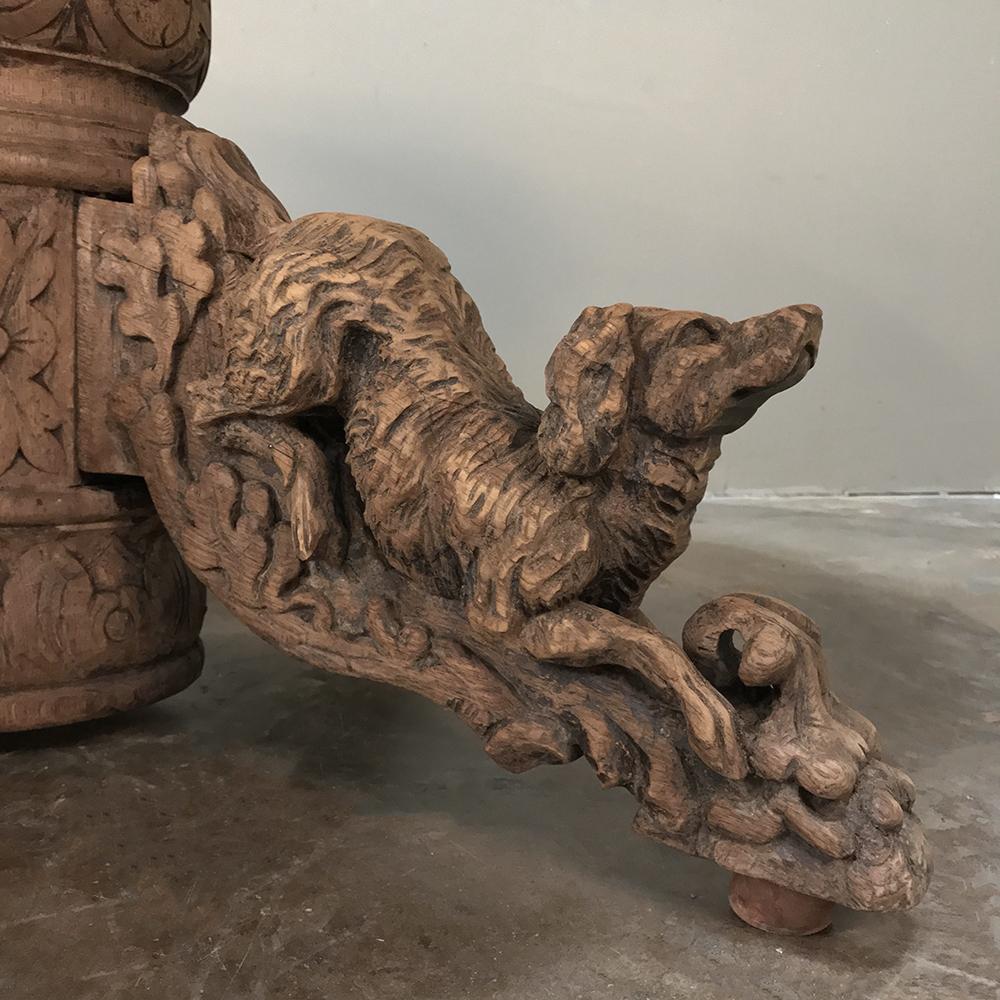 19th Century French Renaissance Stripped Oak Oval Hunt Table 1