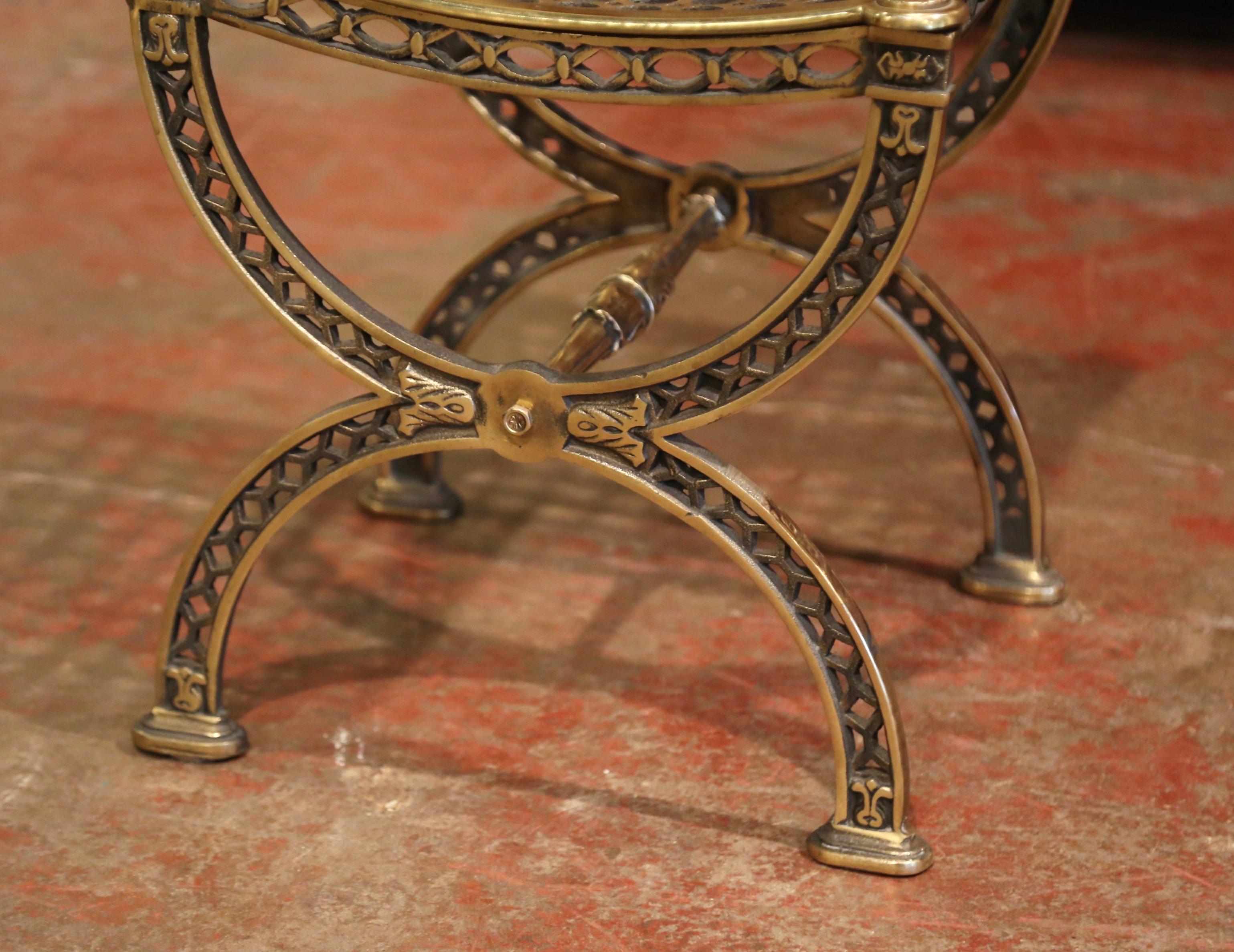 Gilt 19th Century French Renaissance Style Bronze Dore Curule Vanity Stool