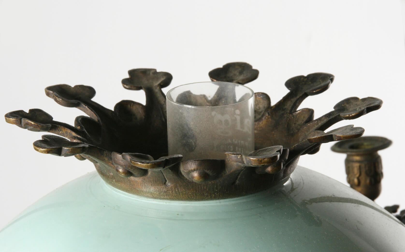 19th Century French Renaissance Style Bronze Oil Pendant Lamp For Sale 2
