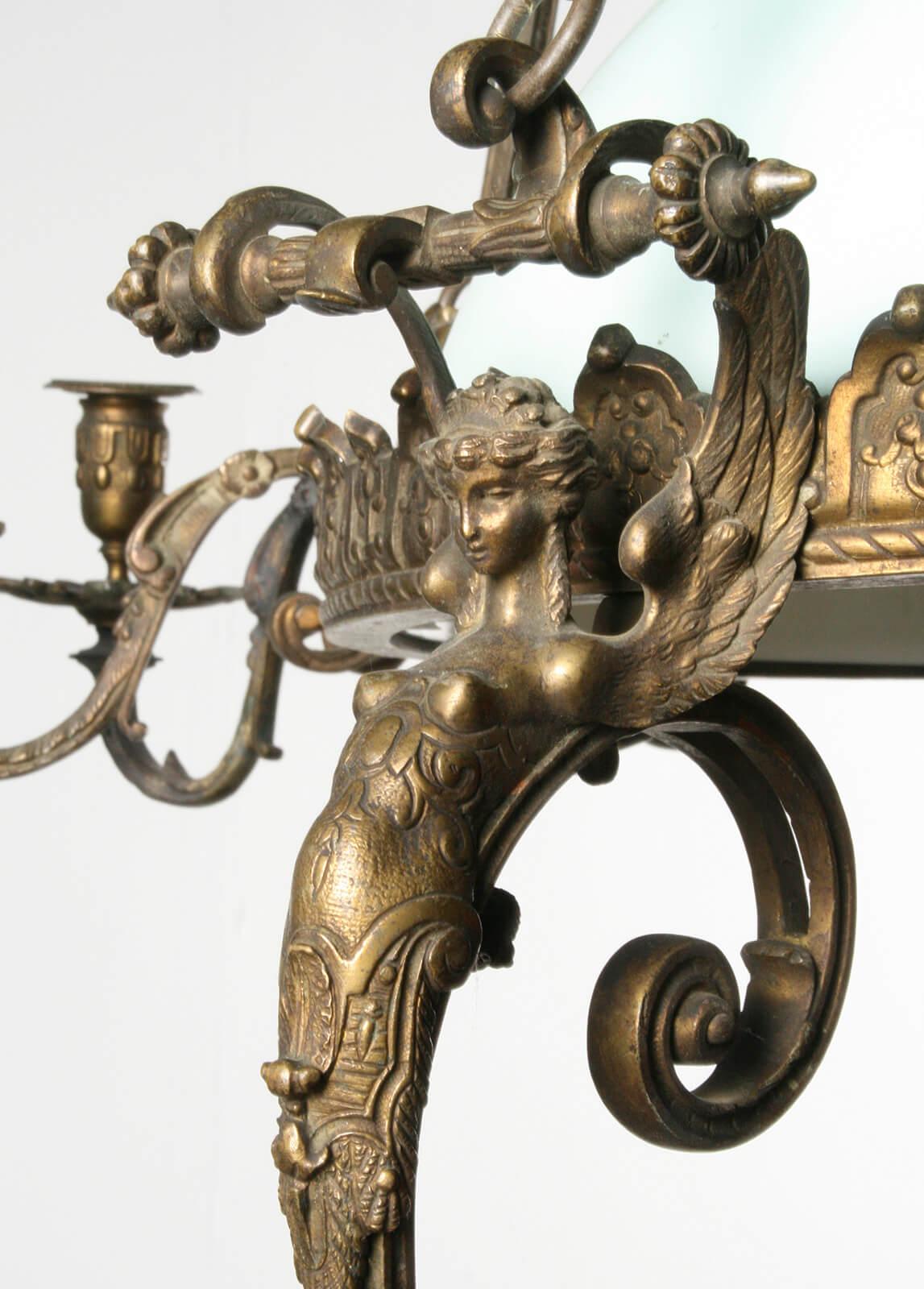 19th Century French Renaissance Style Bronze Oil Pendant Lamp For Sale 7