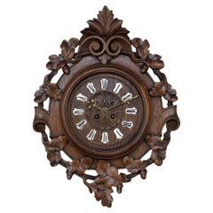 Antique 19th Century French Renaissance Style Carved Wood Wall Clock
