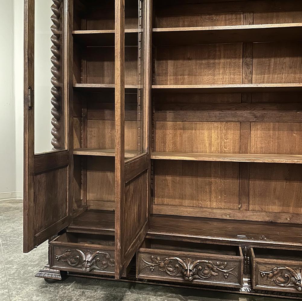 19th Century French Renaissance Triple Bookcase ~ Display Cabinet For Sale 1