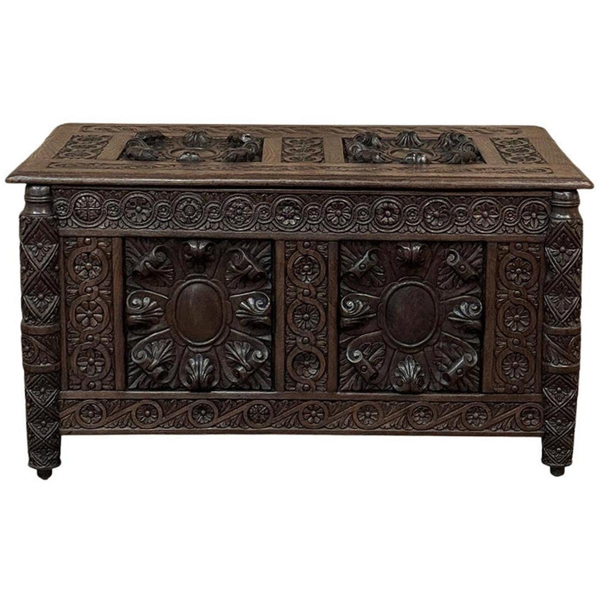 19th Century French Renaissance Trunk dated 1877 For Sale