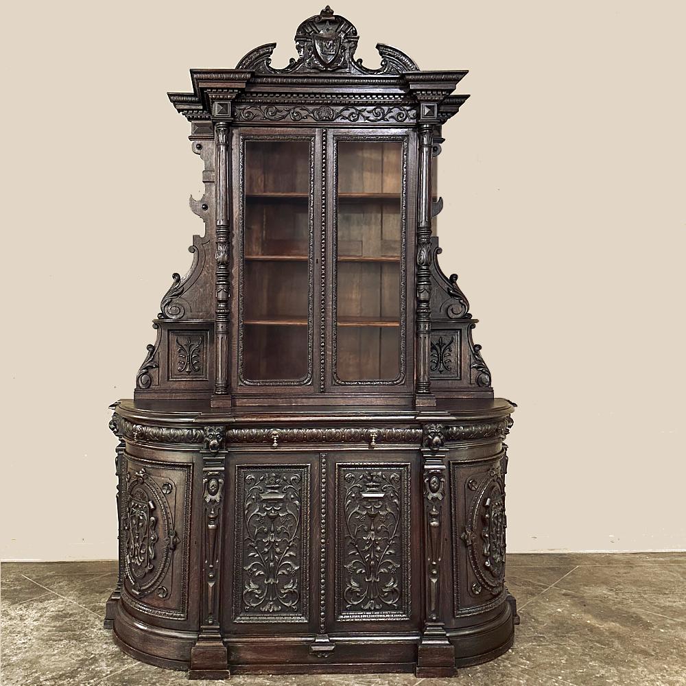 Rinascimento Libreria a due piani rinascimentale francese del XIX secolo ~ Bibliotheque in vendita