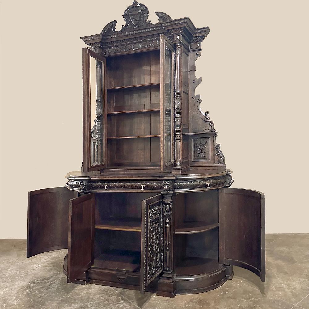 Intagliato a mano Libreria a due piani rinascimentale francese del XIX secolo ~ Bibliotheque in vendita