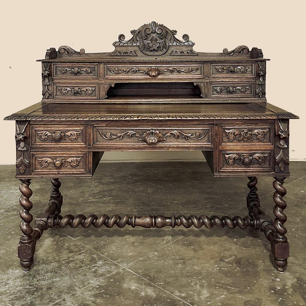 Renaissance Revival 19th Century French Renaissance Wall Desk with Extending Writing Surface For Sale