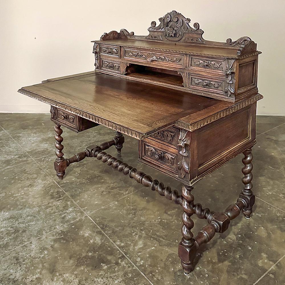 19th Century French Renaissance Wall Desk with Extending Writing Surface For Sale 2