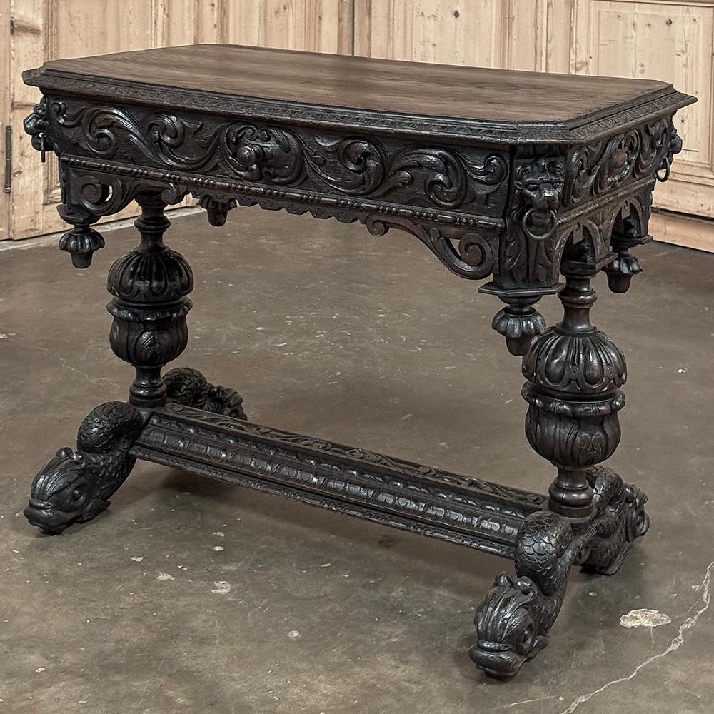 Hand-Carved 19th Century French Renaissance Writing Desk ~ End Table For Sale